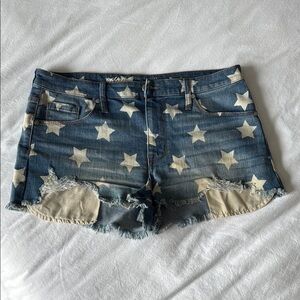 Mossimo Supply Co. Blue and White Star Print Jean Cutoff Shorts